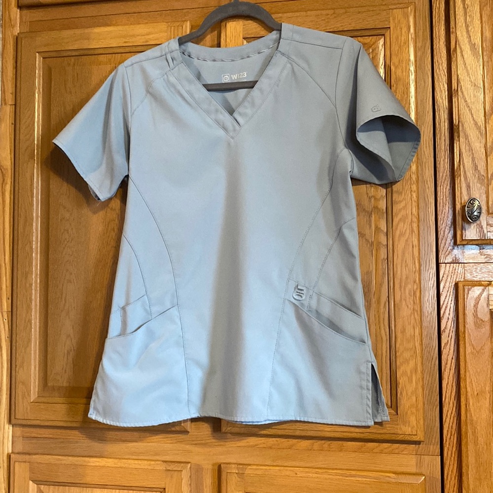 Wonderwink W123 Small Scrub Top and XS Scrub Pants - Gray